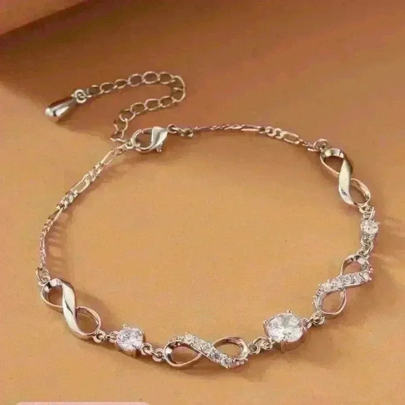 New Rhinestone Sterling Silver Bracelet, Classy and Elegant - Picture 1 of 3